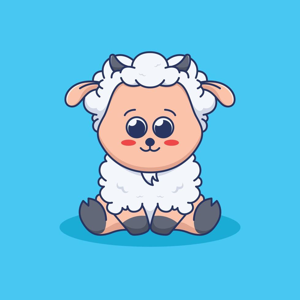 cute sitting sheep illustration vector