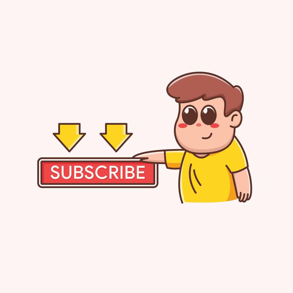 subscribe cute boy illustration vector