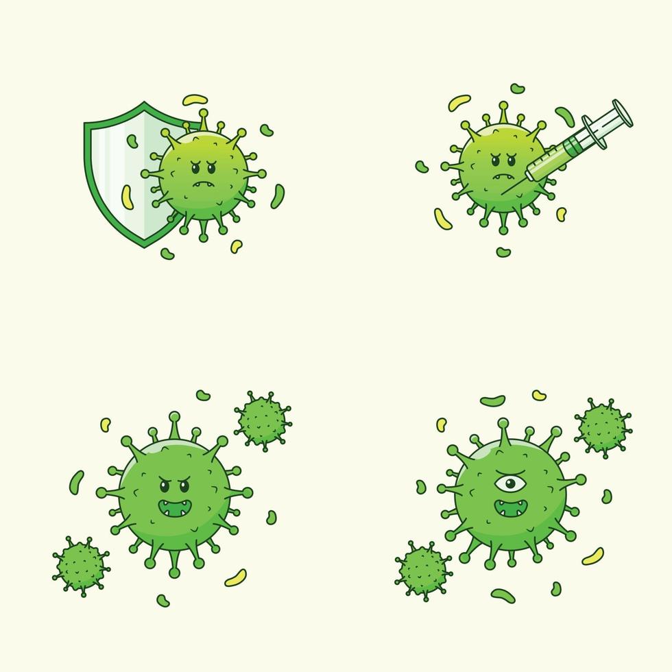 set of virus illustration vector