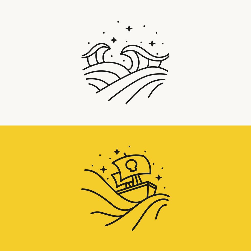 outline ocean wave logo concept template vector