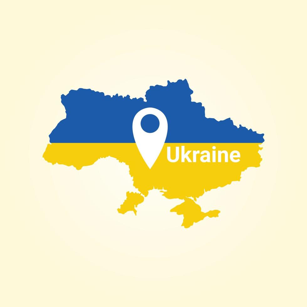 mapa del país de ucrania, diseño del mapa del país de ucrania, bandera de ucrania en el mapa, ilustración vectorial vector