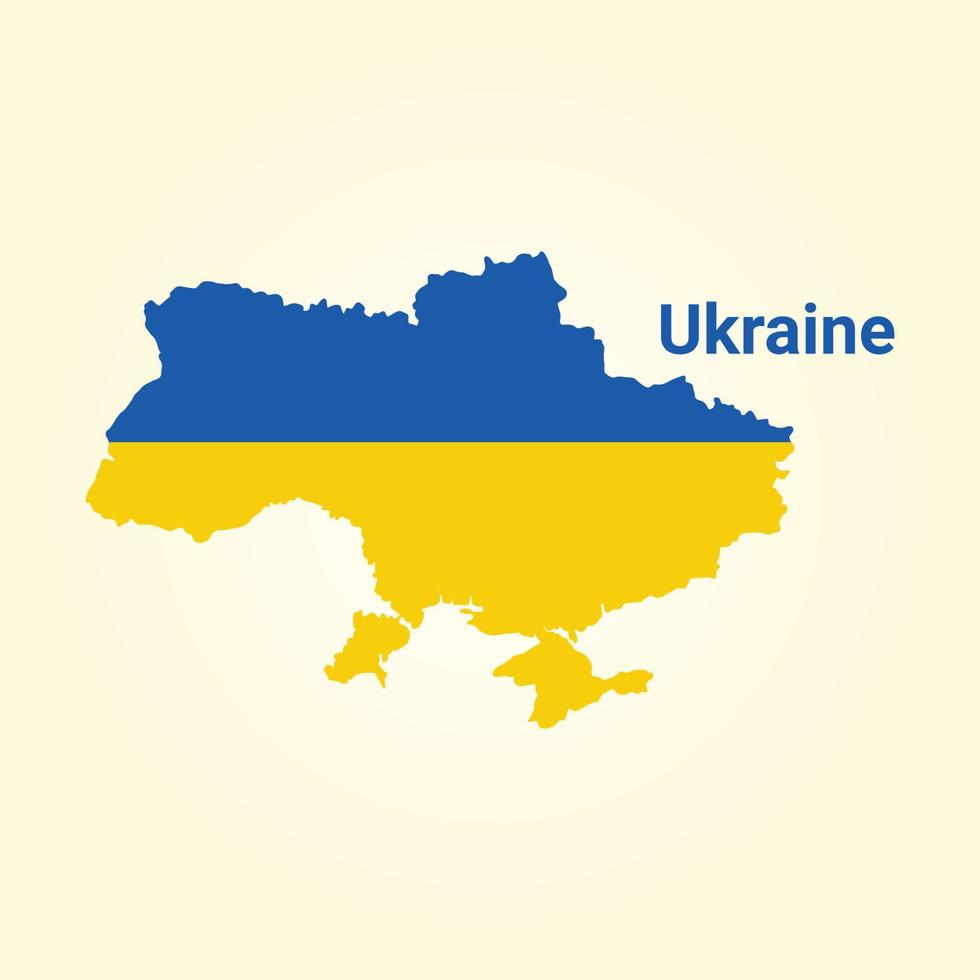 mapa del país de ucrania, diseño del mapa del país de ucrania, bandera de ucrania en el mapa, ilustración vectorial vector