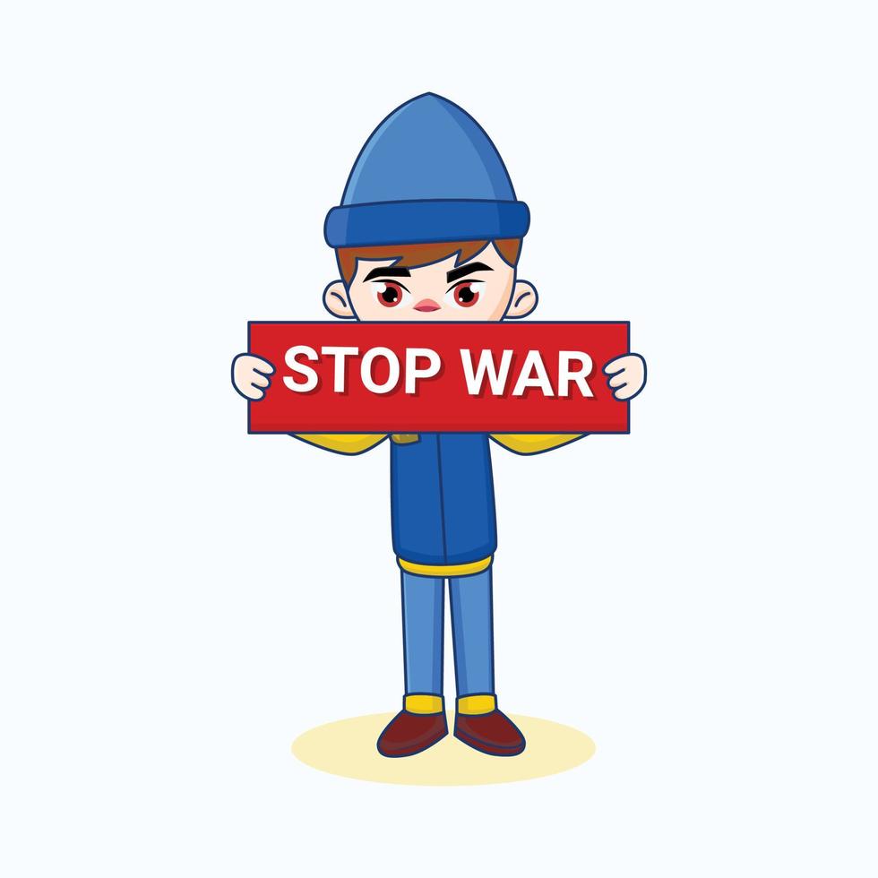 Ukraine children reject war, protest against war, stop the ukraine war, vector illustration