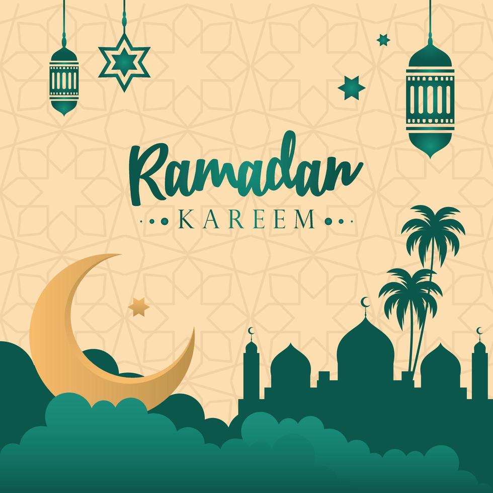 Ramadan banner feed template mosque vector illustration