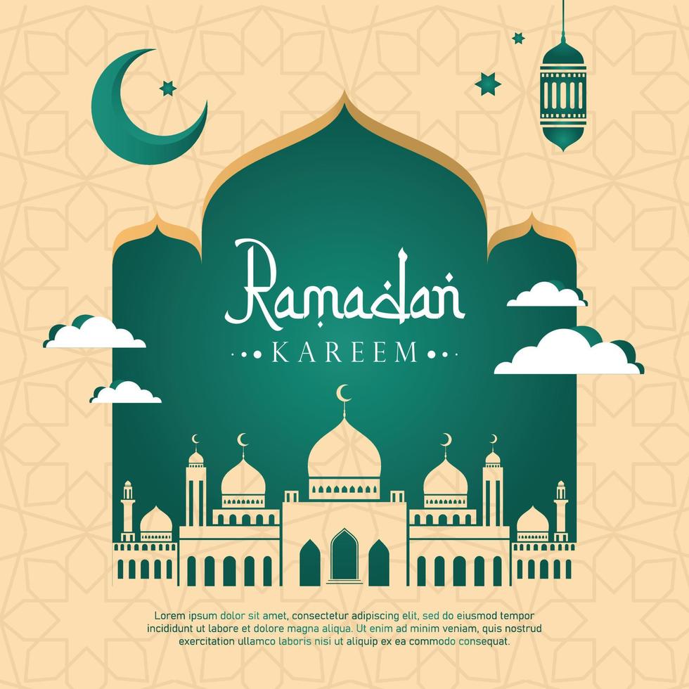 ilustración de vector de mezquita de plantilla de alimentación de banner de ramadán