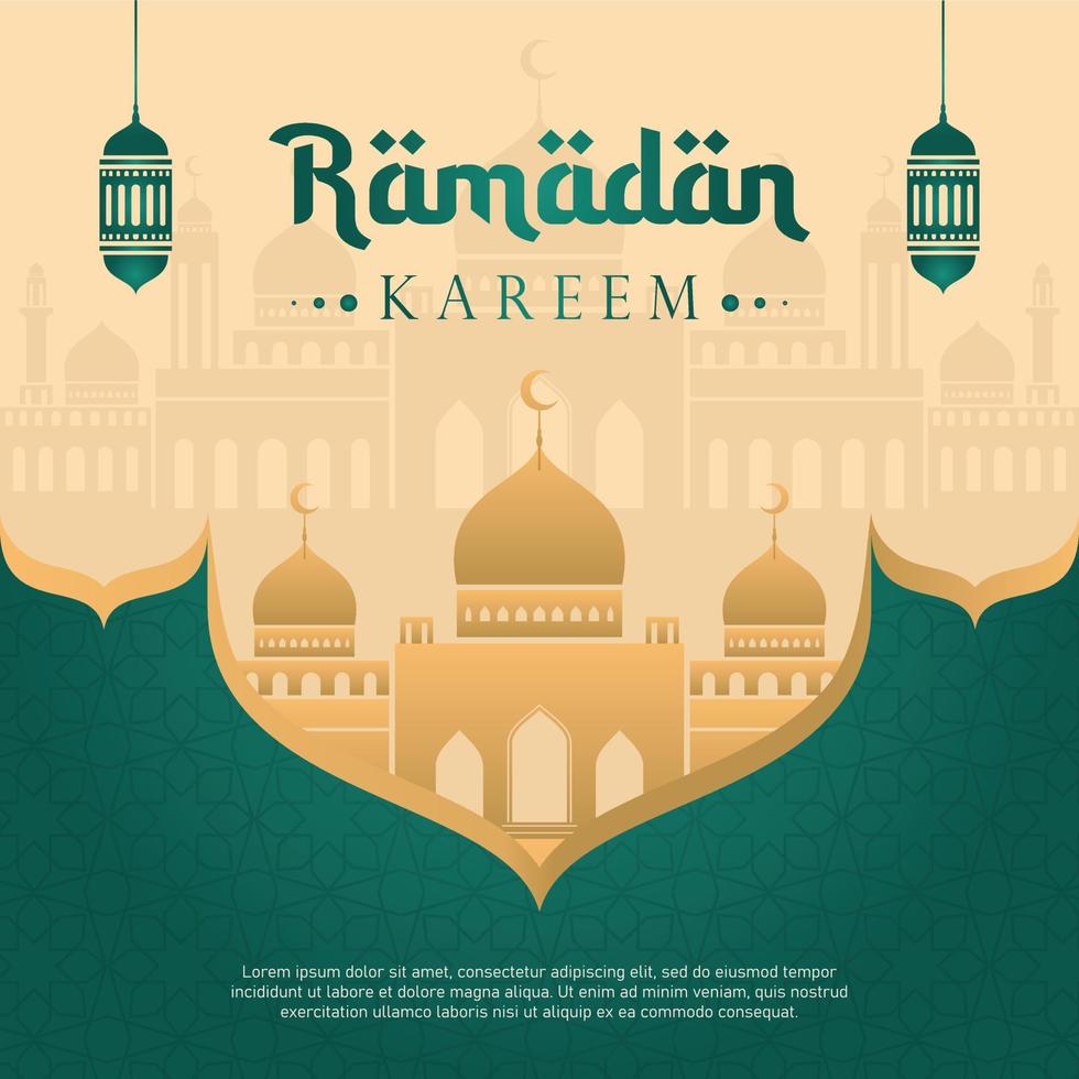 Ramadan banner feed template mosque vector illustration