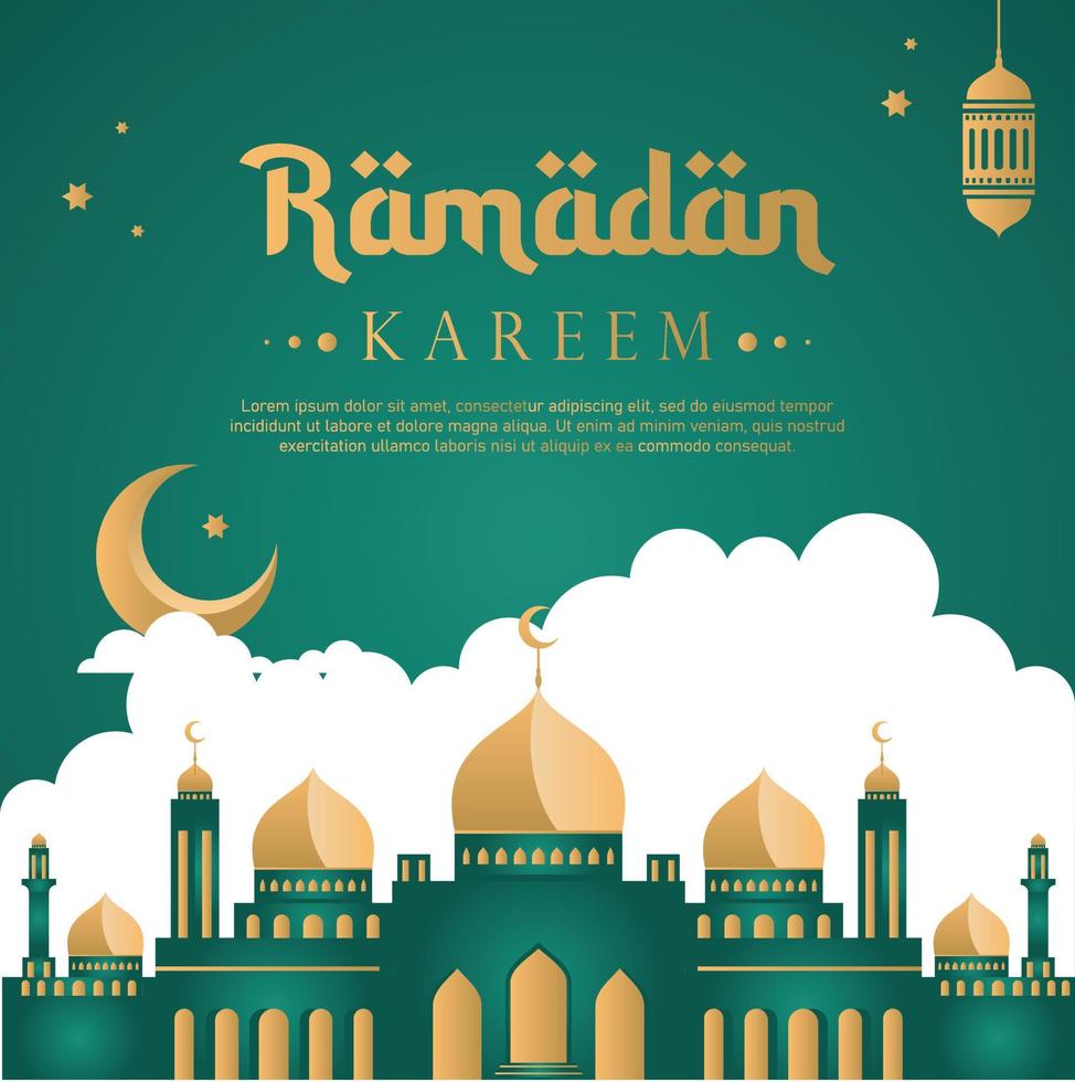 ilustración de vector de mezquita de plantilla de alimentación de banner de ramadán