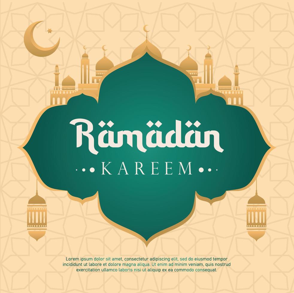 Ramadan banner feed template mosque vector illustration