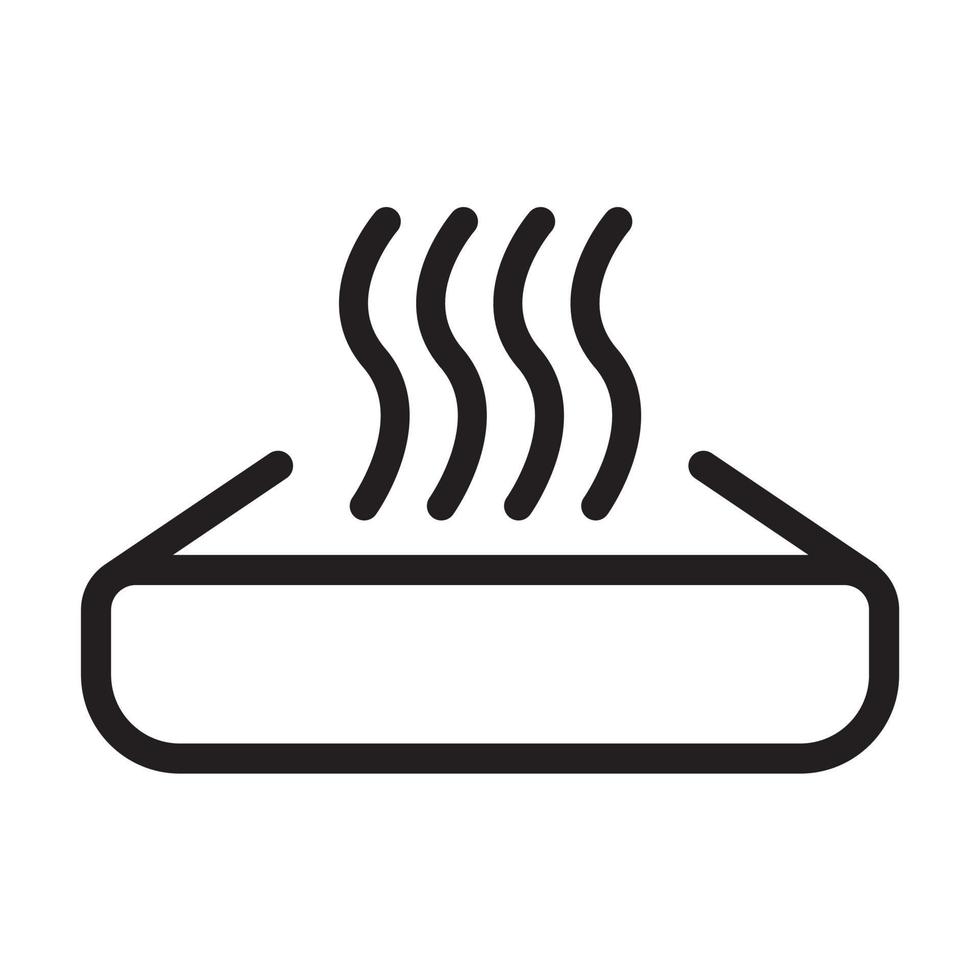 calentar el vector de icono de comida. precalentar en señal de horno de microondas. símbolo de calefacción con recipiente de comida y ondas de calor para el diseño de su sitio web, logotipo, aplicación, ui. ilustración