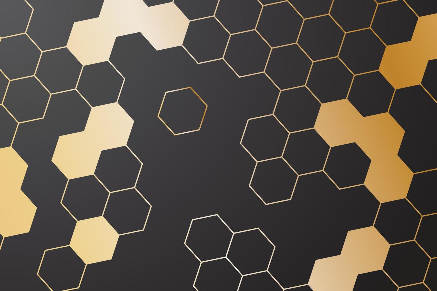 patrón hexagonal dorado sobre fondo negro vector