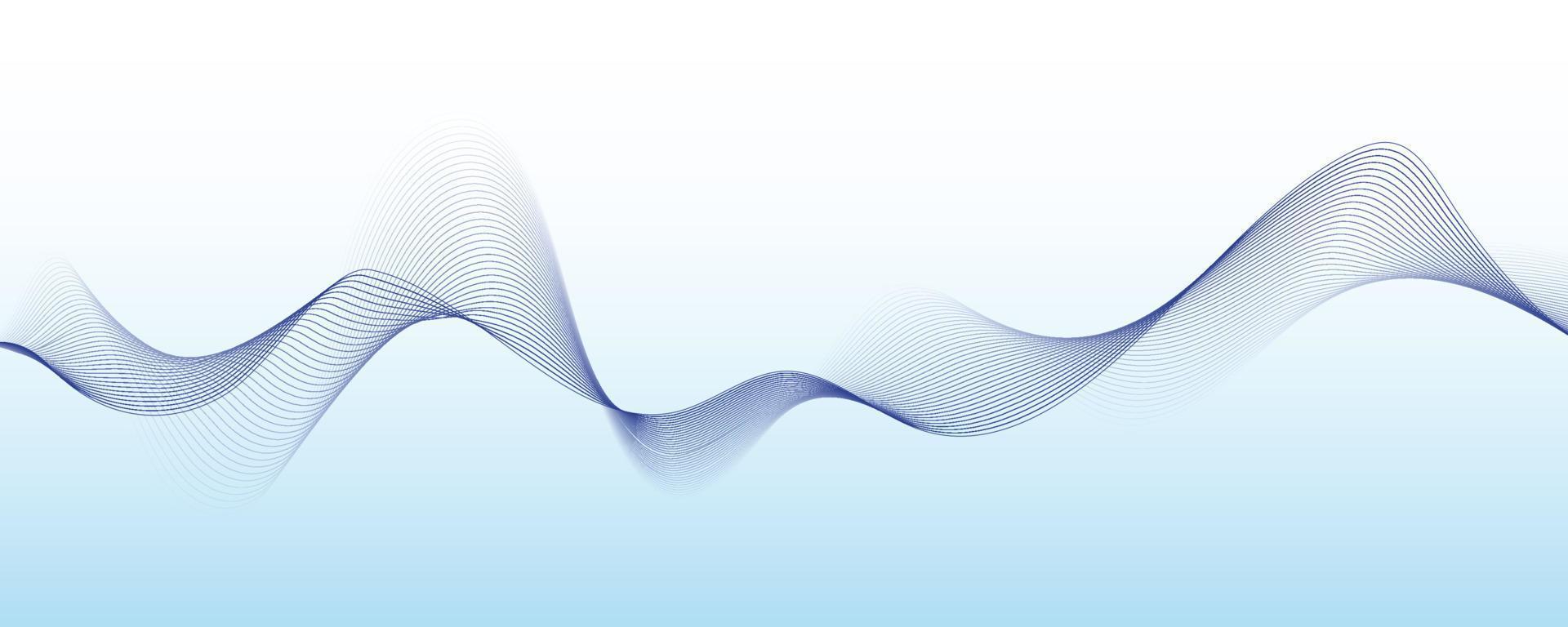 Abstract wavy line banner on white and blue gradient background vector