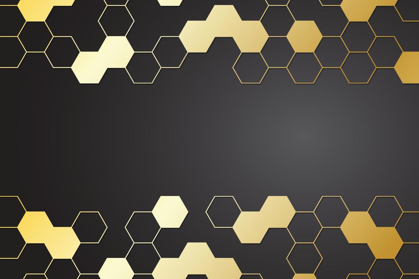 Gold hexagon pattern on black background vector