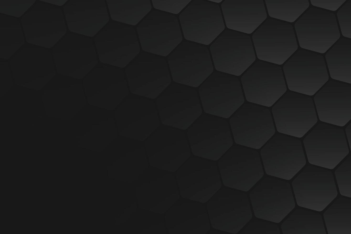 Black gradient hexagon background vector