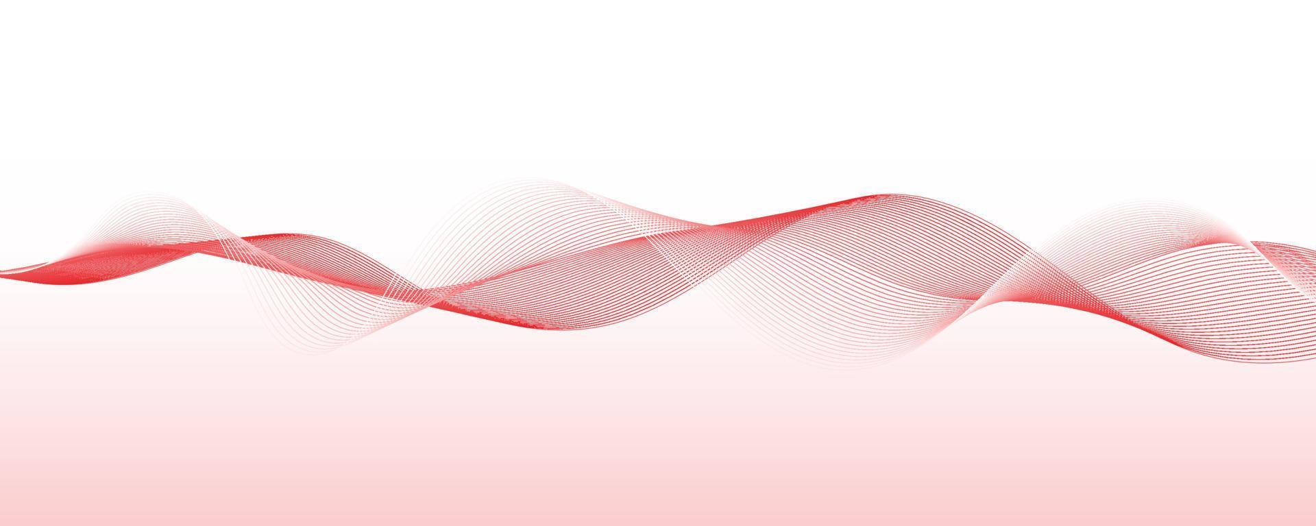 banner de línea ondulada abstracta sobre fondo degradado blanco y rojo vector