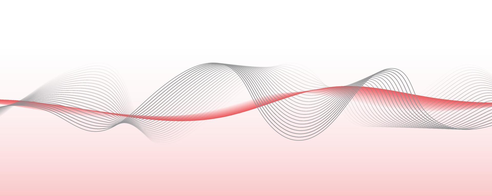 Abstract wavy line banner on white and red gradient background vector