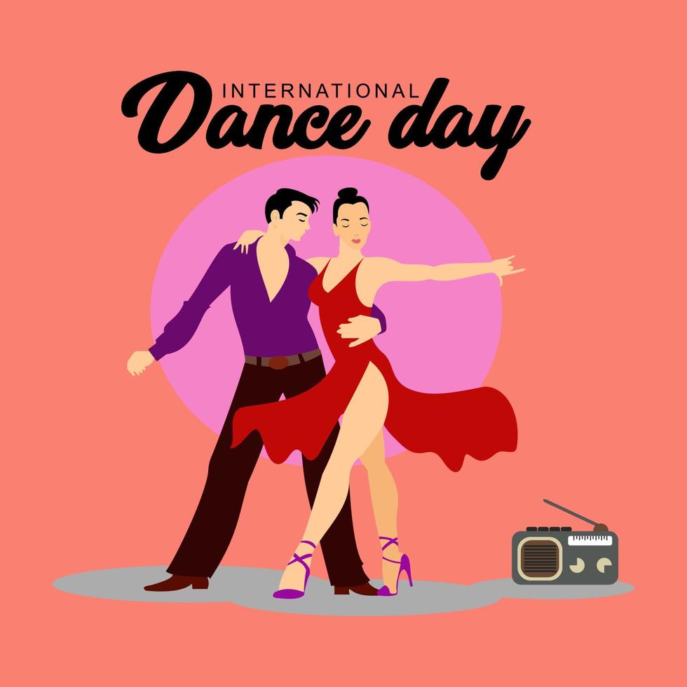 basic RGB, International dance day, vector illustration, Template design for banner, flyer, invitation, brochure, poster or greeting card.  An illustration of a beautiful dancing couple. April 29 th