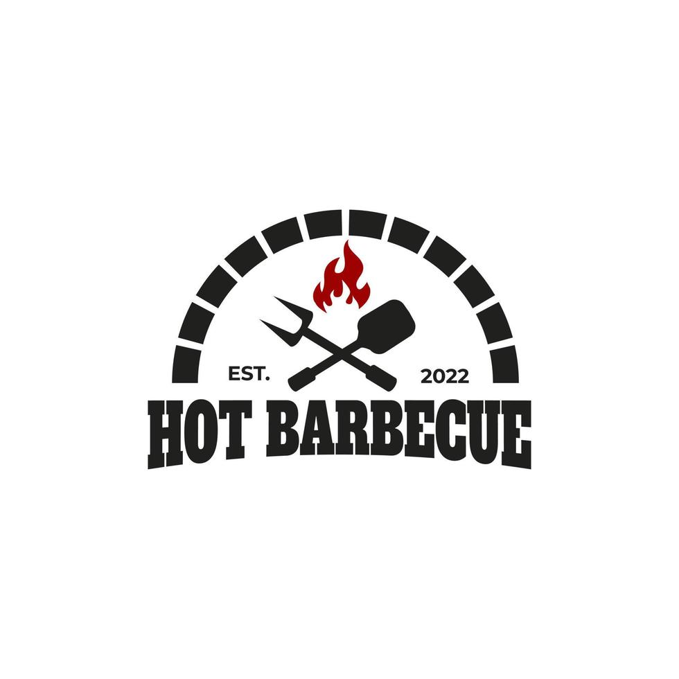 Barbecue grill logo. flat design. vintage simple concept vector