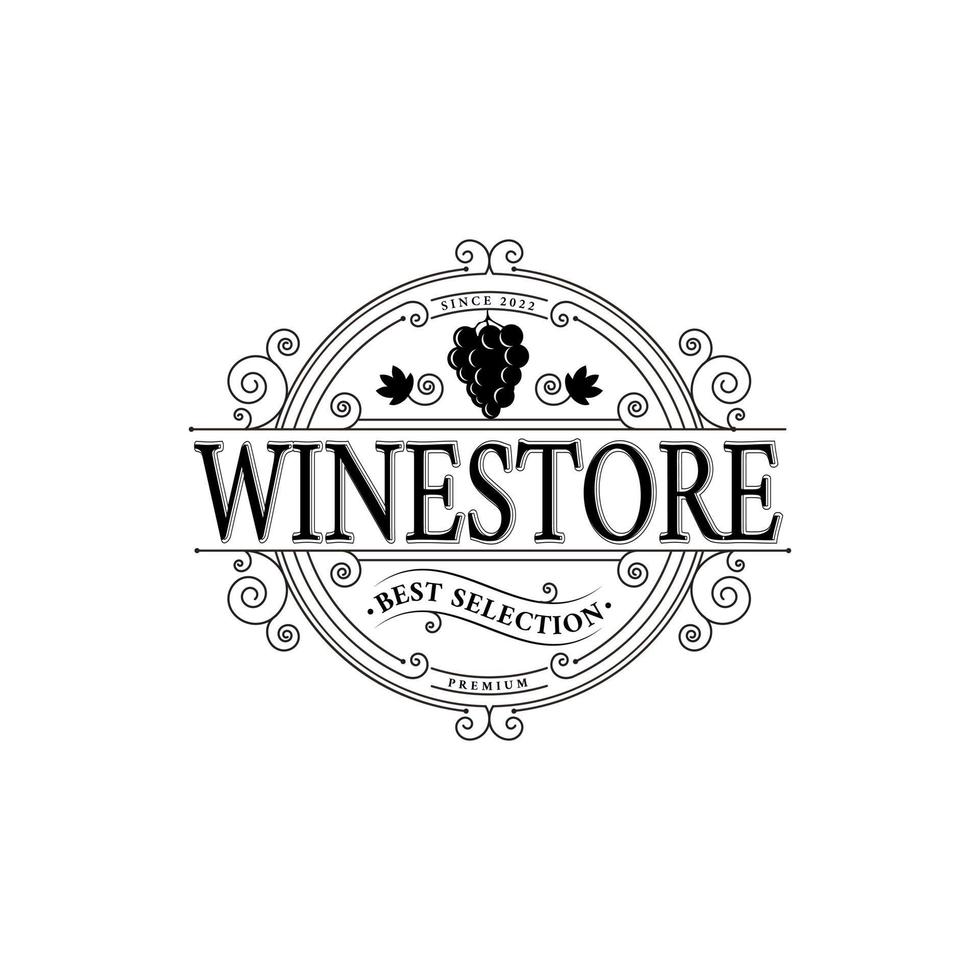 logotipo vintage de etiqueta de vino premium, ilustración vectorial, diseño de emblema, tienda de vinos vector