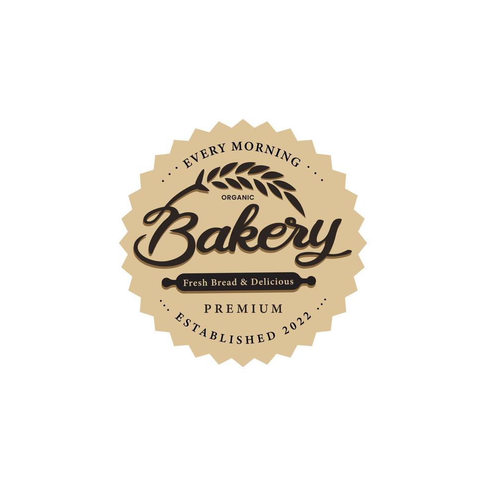 Bakery shop logo badge template,Simple homemade Retro Cake. organic bakery vector and label design inspiration