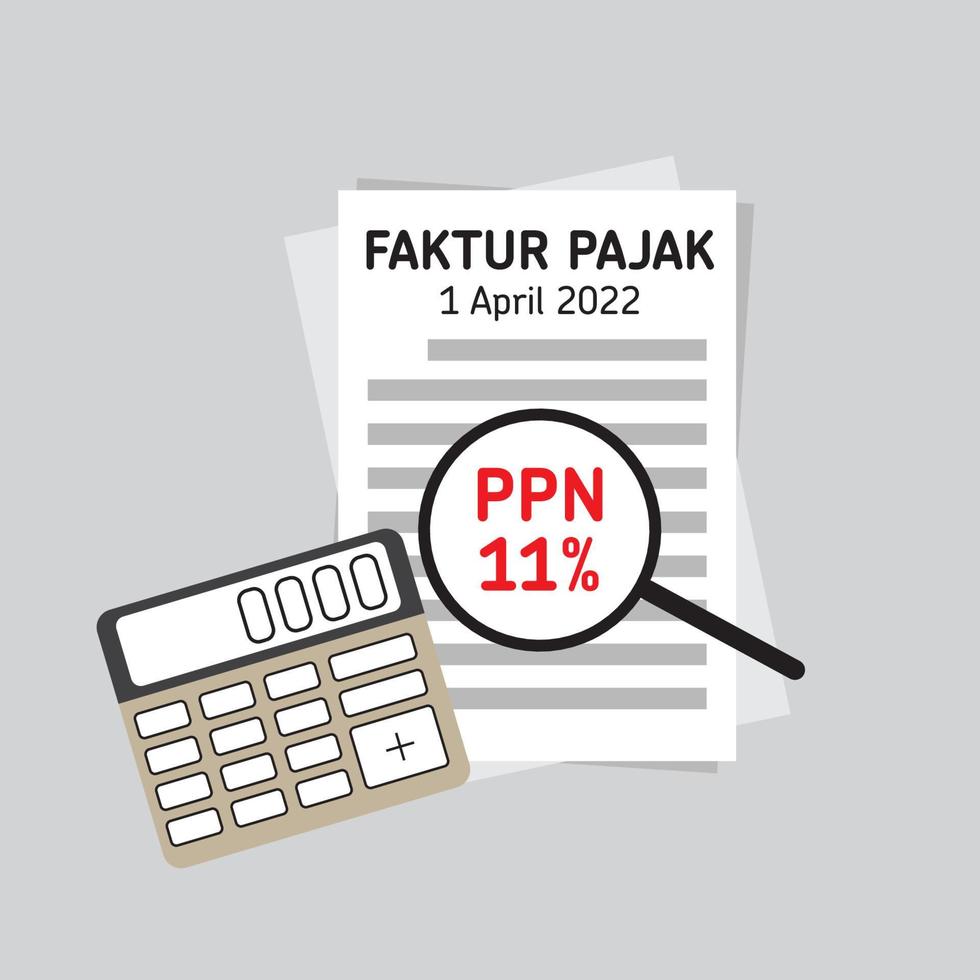 Informasi kenaikan pajak PPN 11 persen, mulai tanggal 1 april 2022 di Indonesia vector