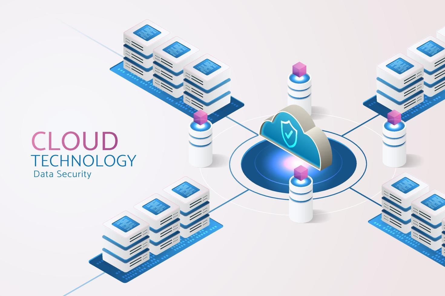 Security protection data  connection on cloud storage. vector