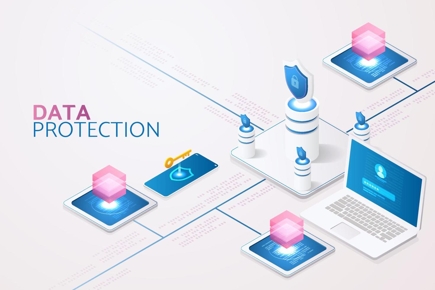 Data protection on laptops and smartphones. vector