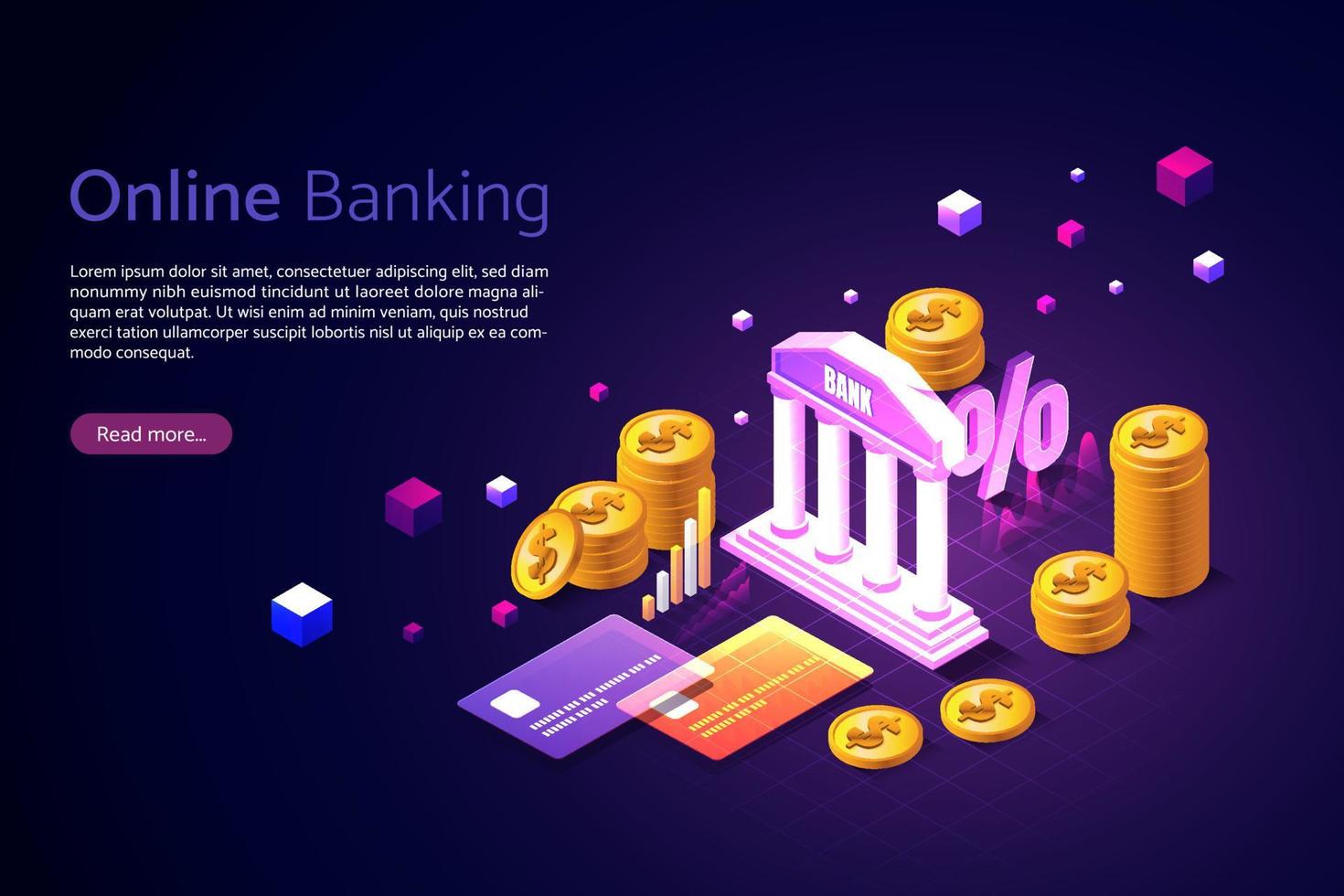 Online banking  Digital Finance Online Accounts Page. vector