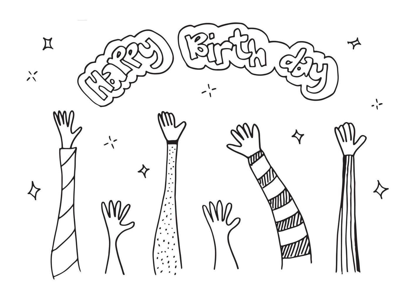 Applause hand draw on white background with happy birthday text.vector illustration. vector