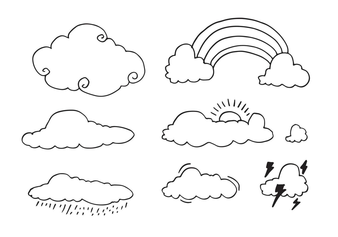 Hand drawn weather collection. Flat style vector illustration on white background.