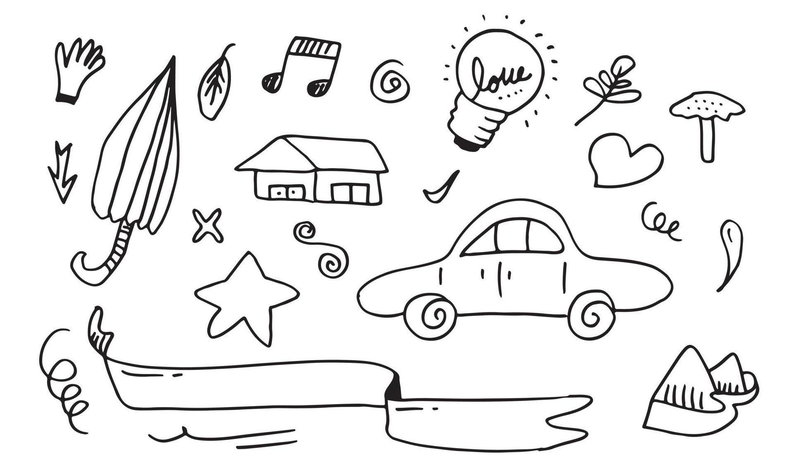 children's drawing doodle set on white background. vector