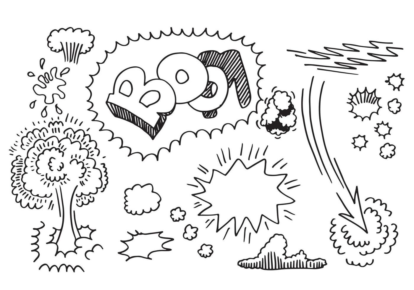 Hand drawn comic doodles on white background. vector