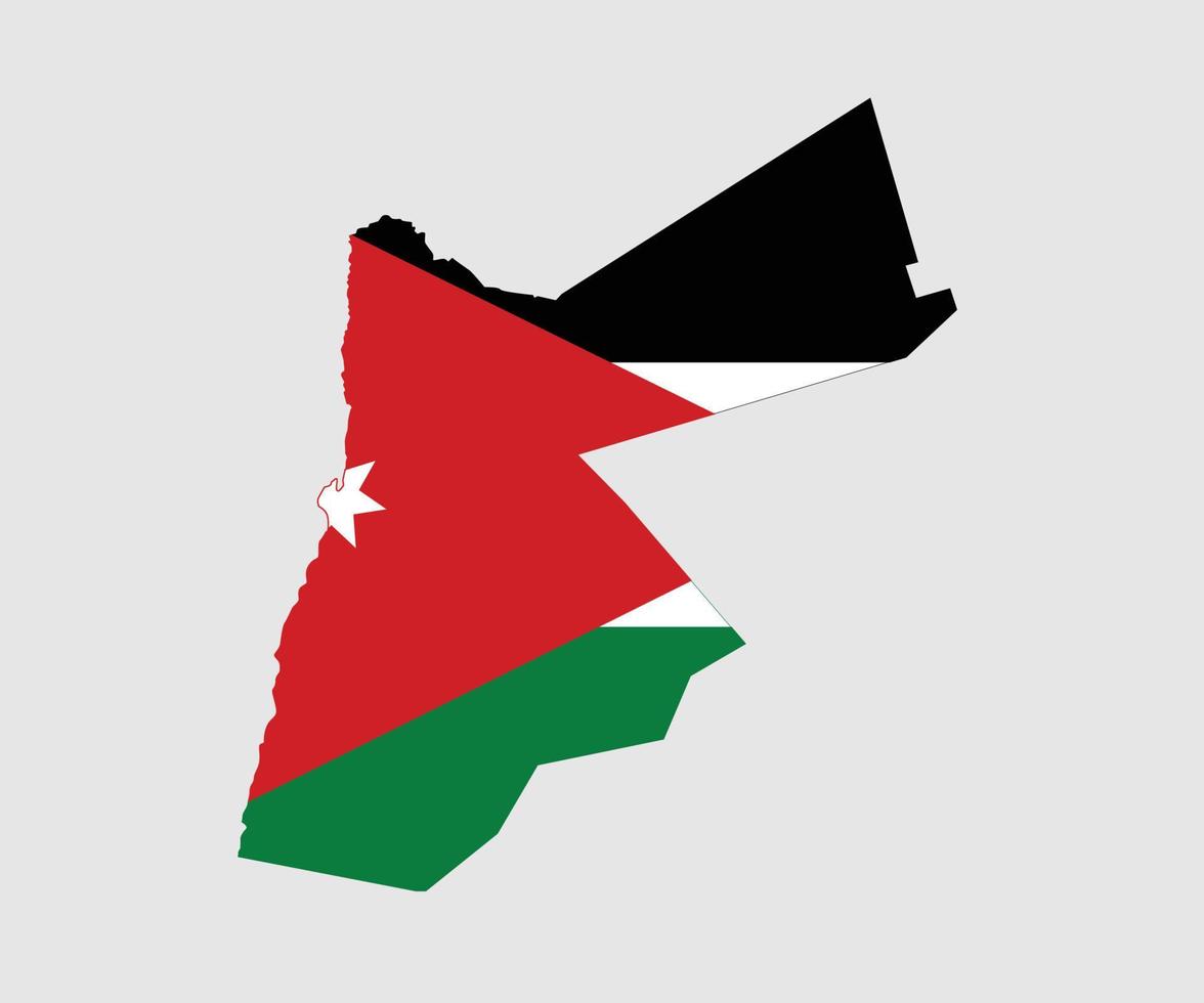 mapa y bandera de jordania vector