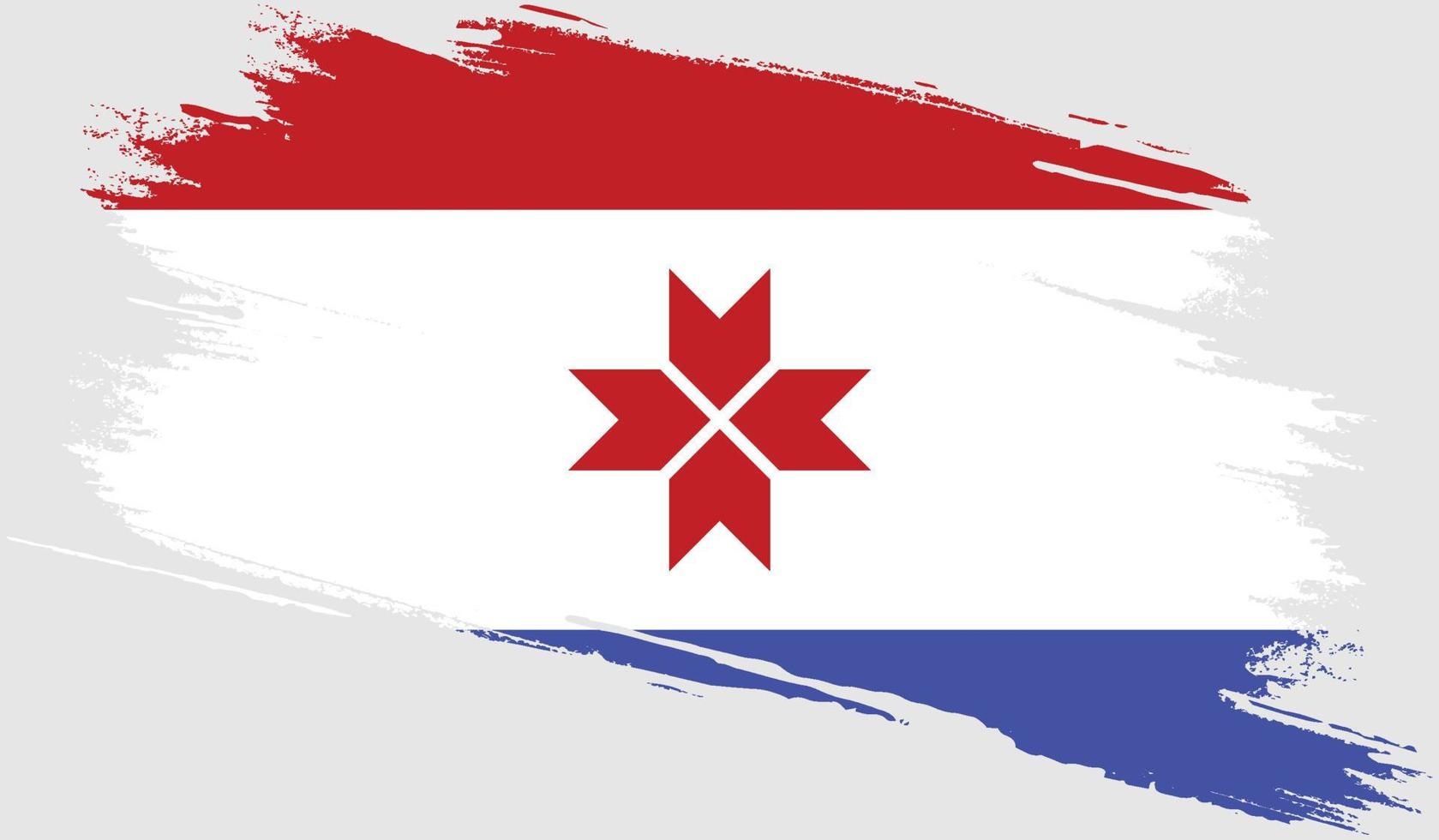 Mordovia flag with grunge texture vector