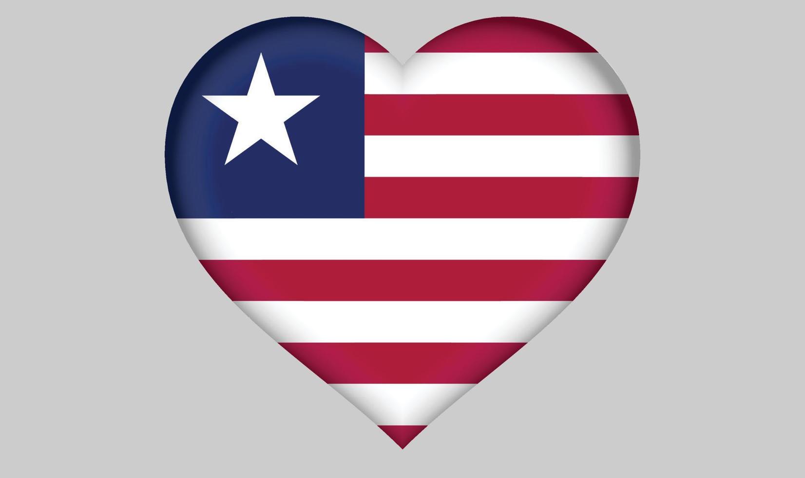 corazón de la bandera de liberia vector