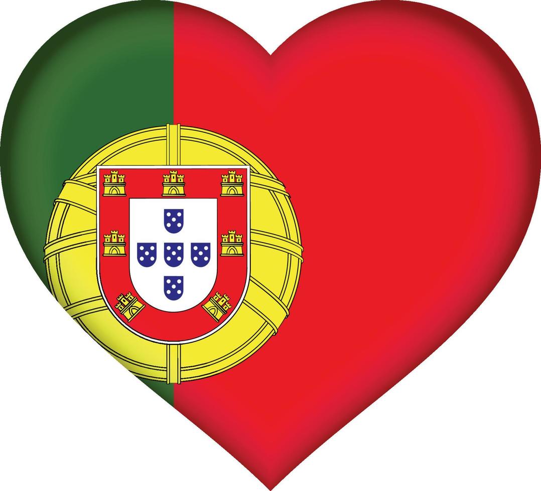 corazón de la bandera de portugal vector