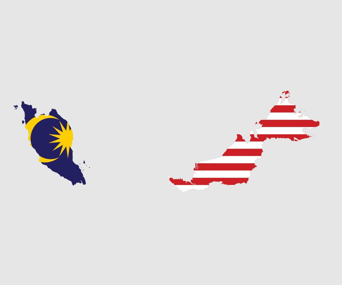 mapa y bandera de malasia vector