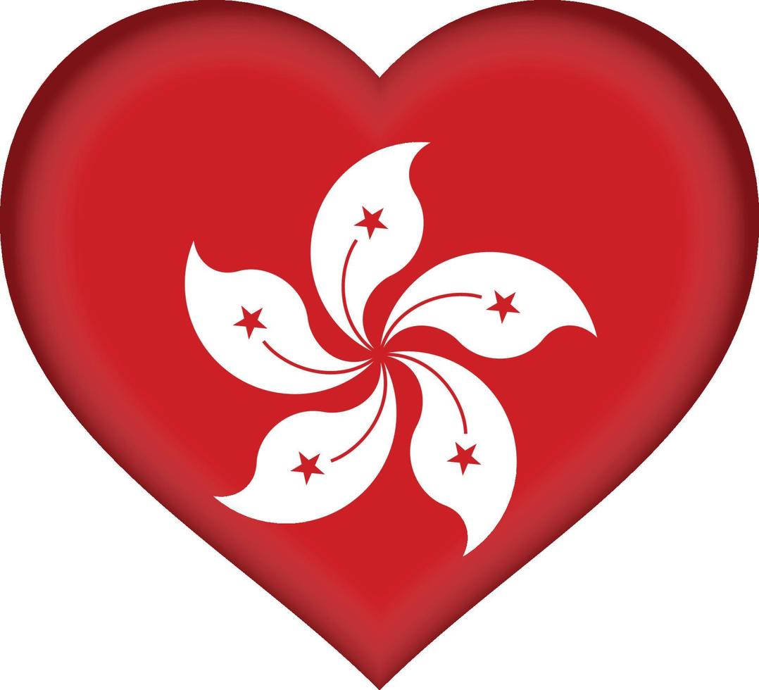 corazón de la bandera de hong kong vector