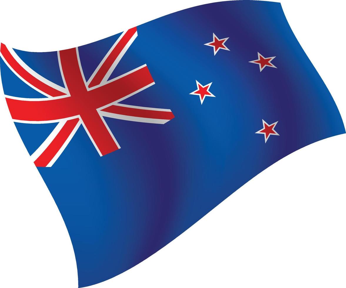 New Zealand flag waving isolated vector illustration