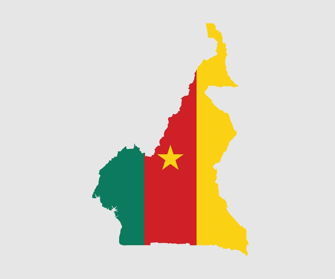 mapa y bandera de camerun vector