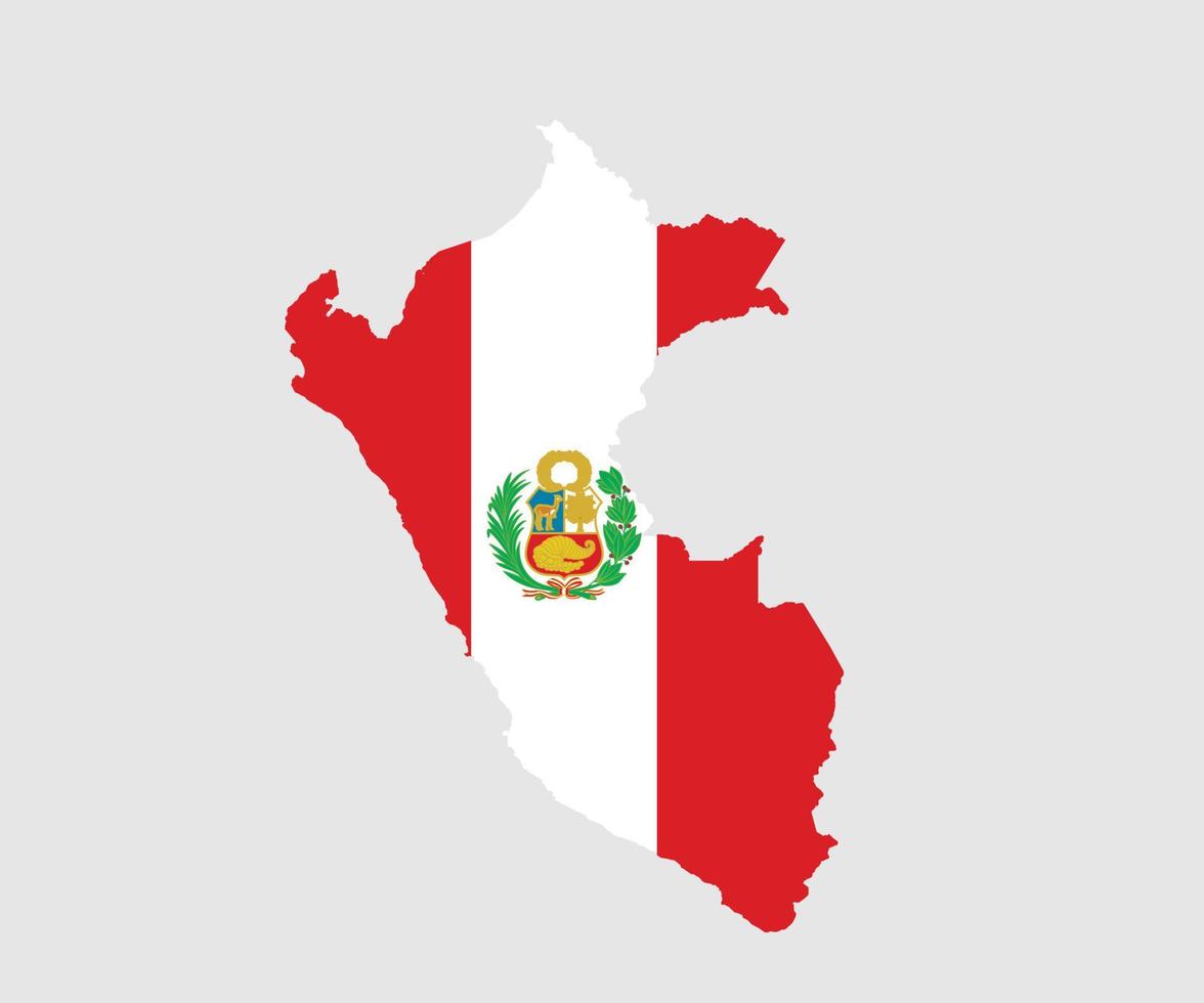 Map and flag of Peru vector