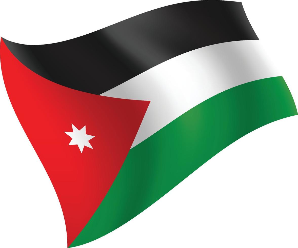 Jordan flag waving isolated vector illustration