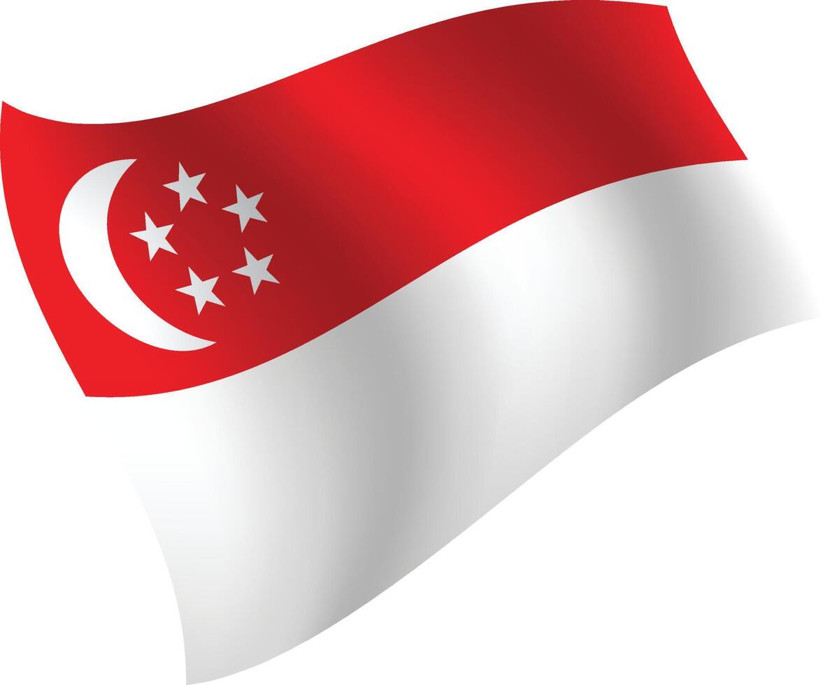 bandera de singapur ondeando ilustración vectorial aislada vector