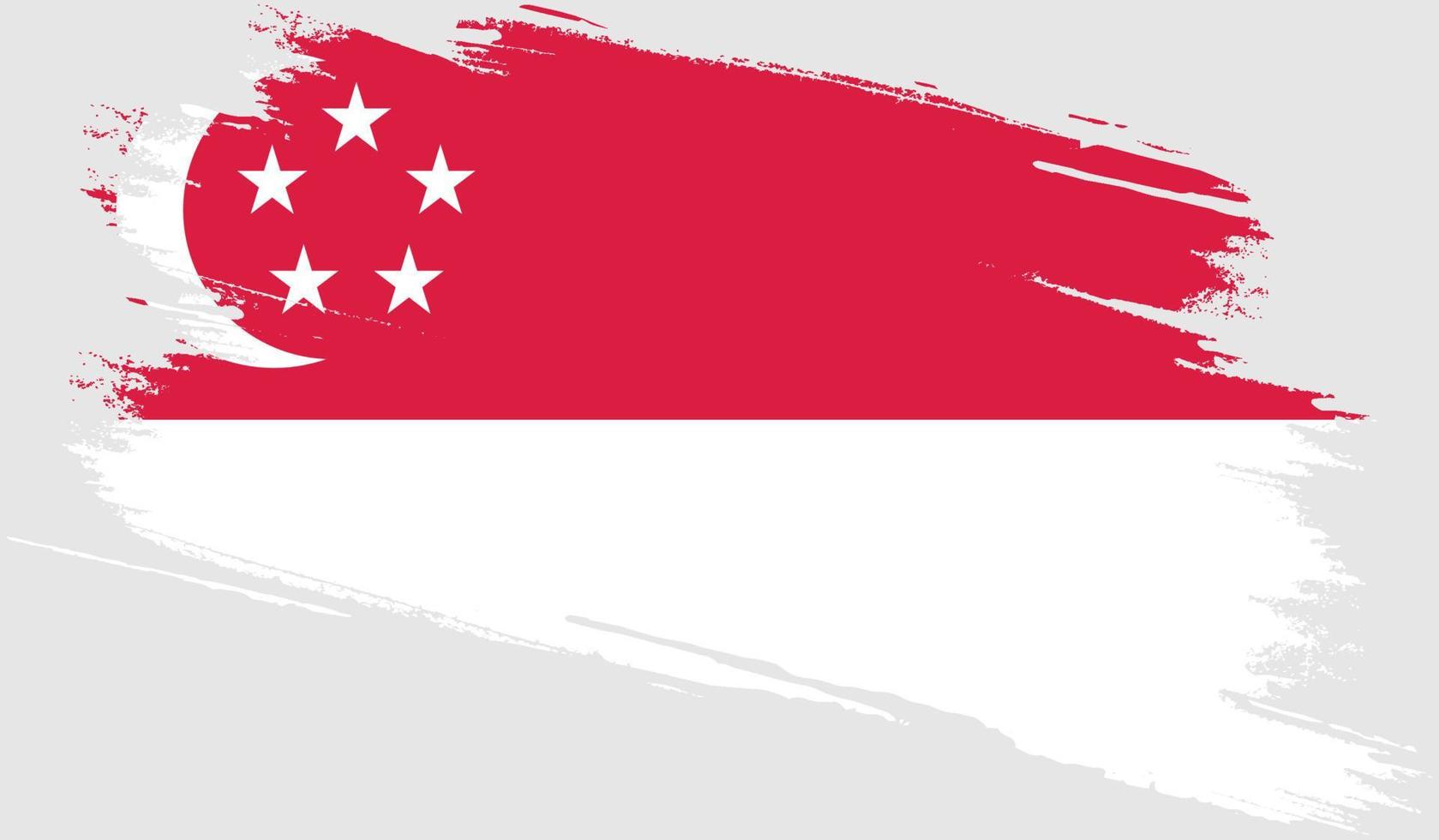 bandera de singapur con textura grunge vector