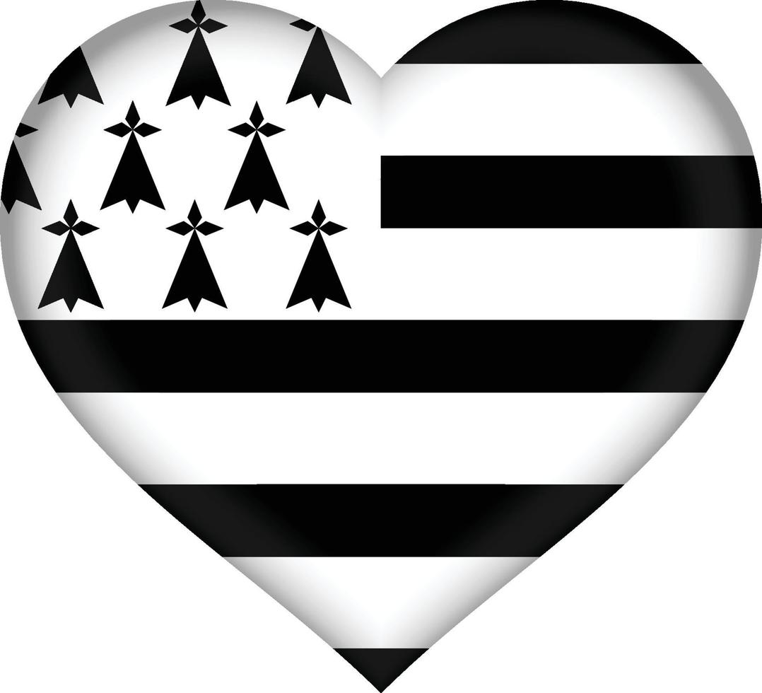 corazón de la bandera de bretaña vector