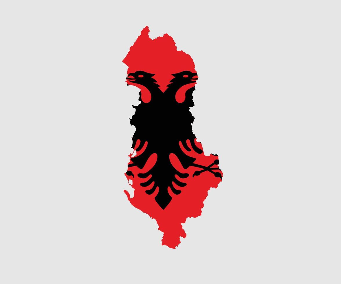 mapa y bandera de albania vector