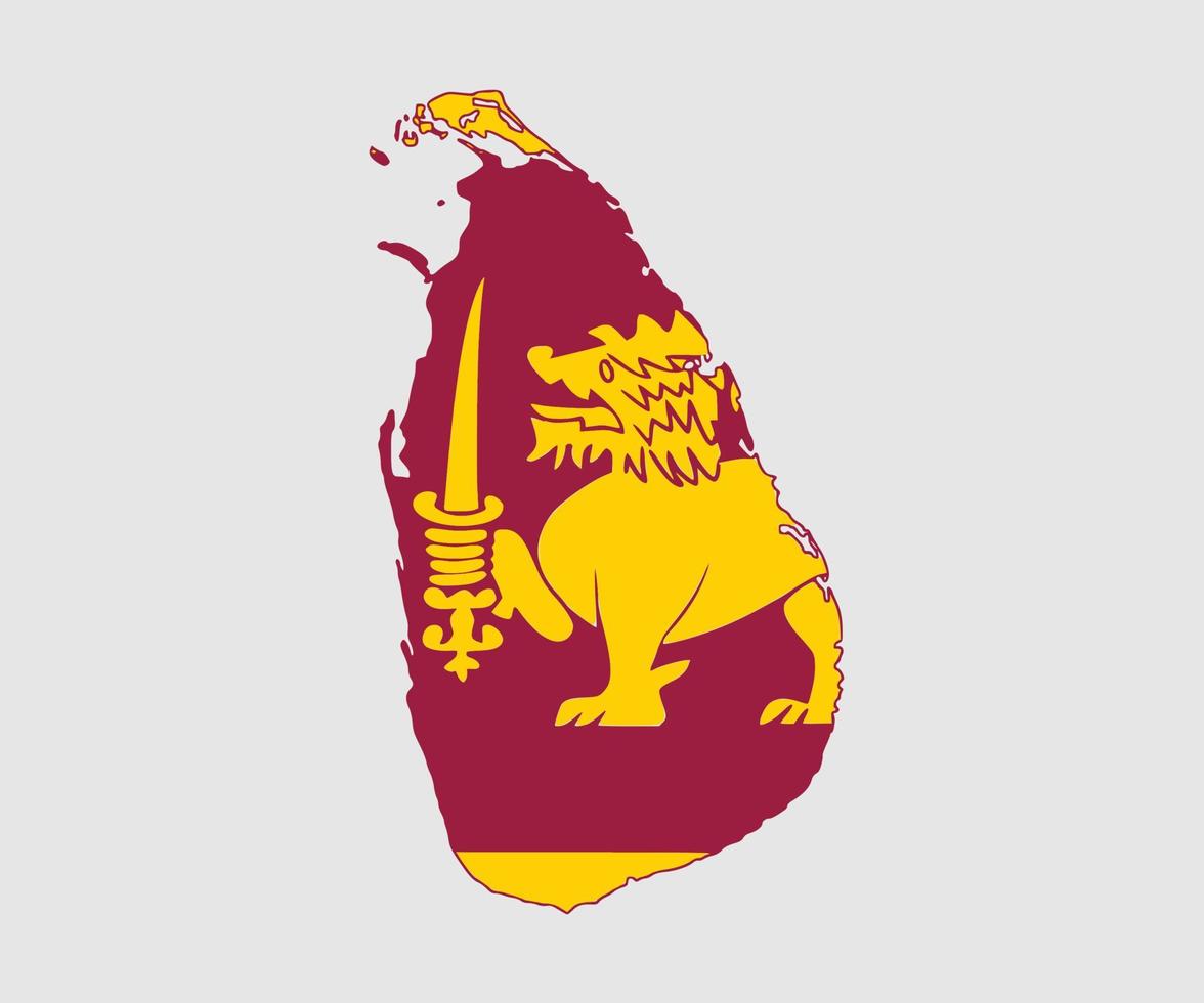 mapa y bandera de sri lanka vector