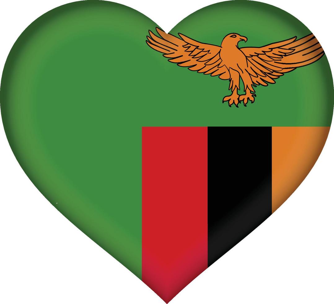 corazón de la bandera de zambia vector