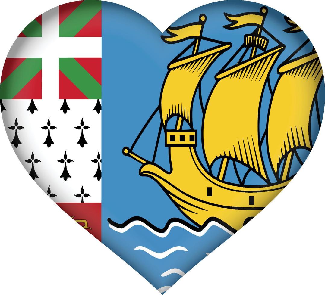 saint pierre and miquelon flag heart vector