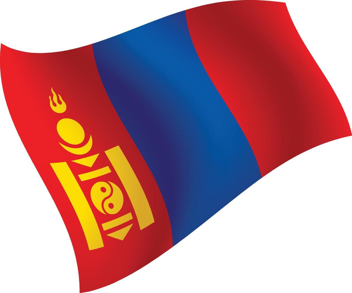 bandera de mongolia ondeando ilustración vectorial aislada vector