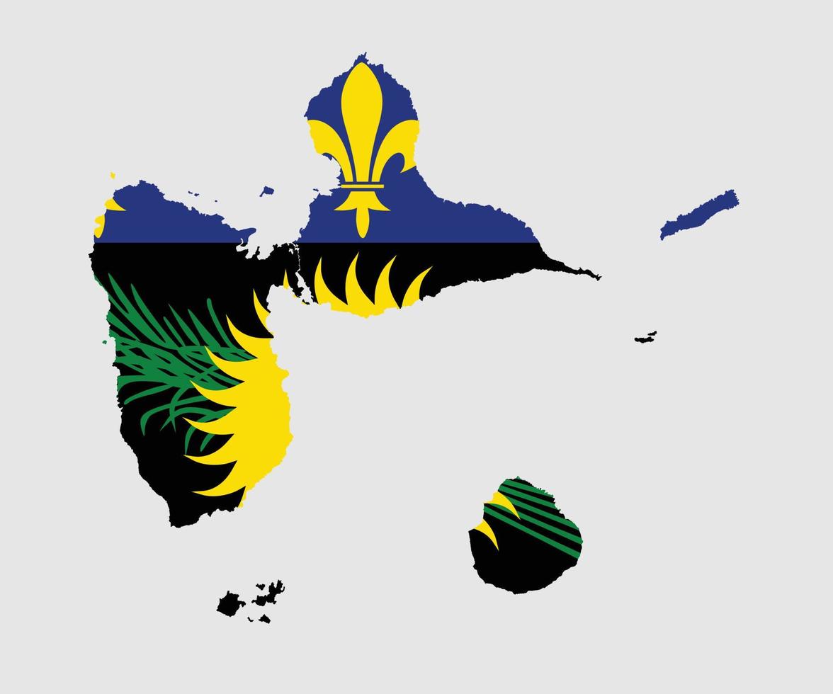 Map and flag of Guadeloupe vector